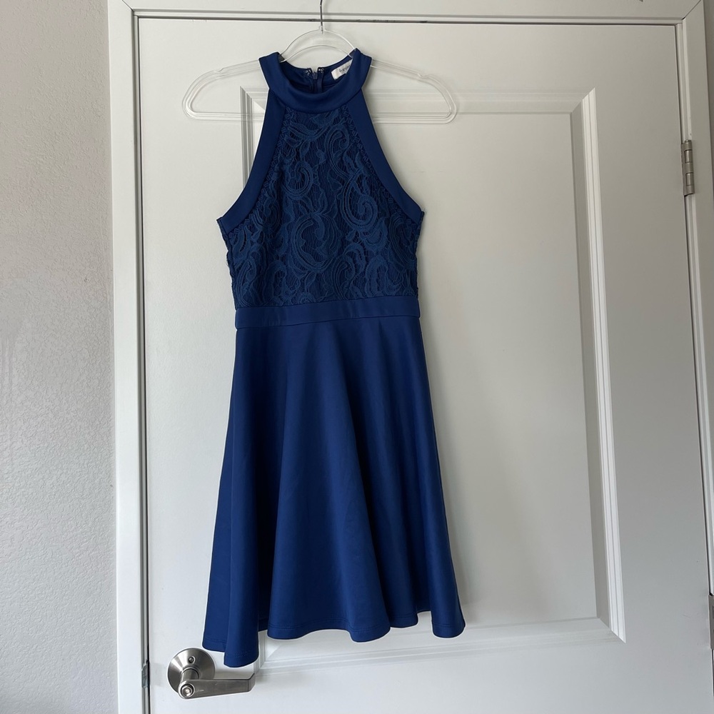 Francesca's Collections Navy High Neck Dress
